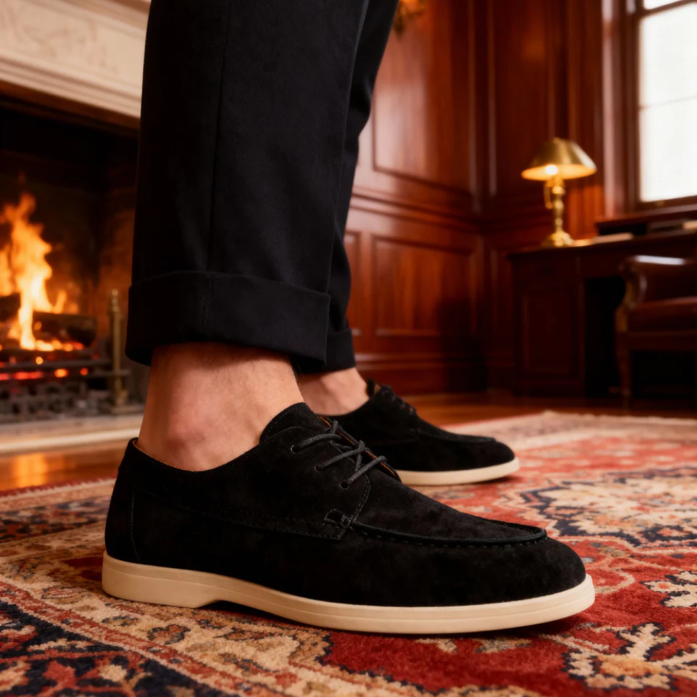 Sapatos elegantes de camurça