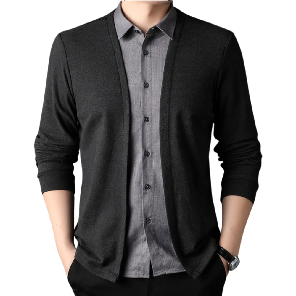 Camisa e casaco de malha 2 em 1