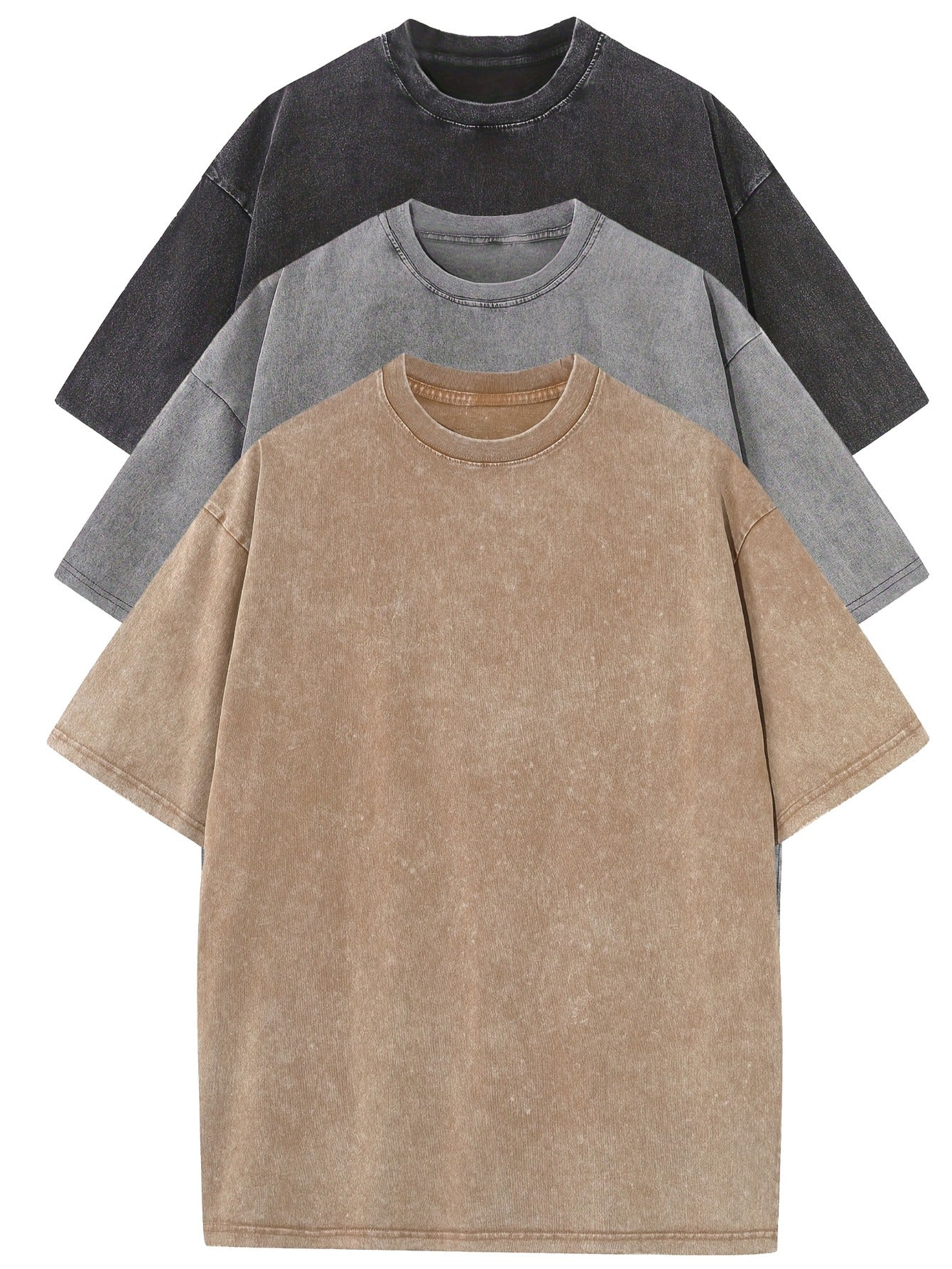 Conjunto de t-shirts de algodão casual de tamanho grande - 3 unidades