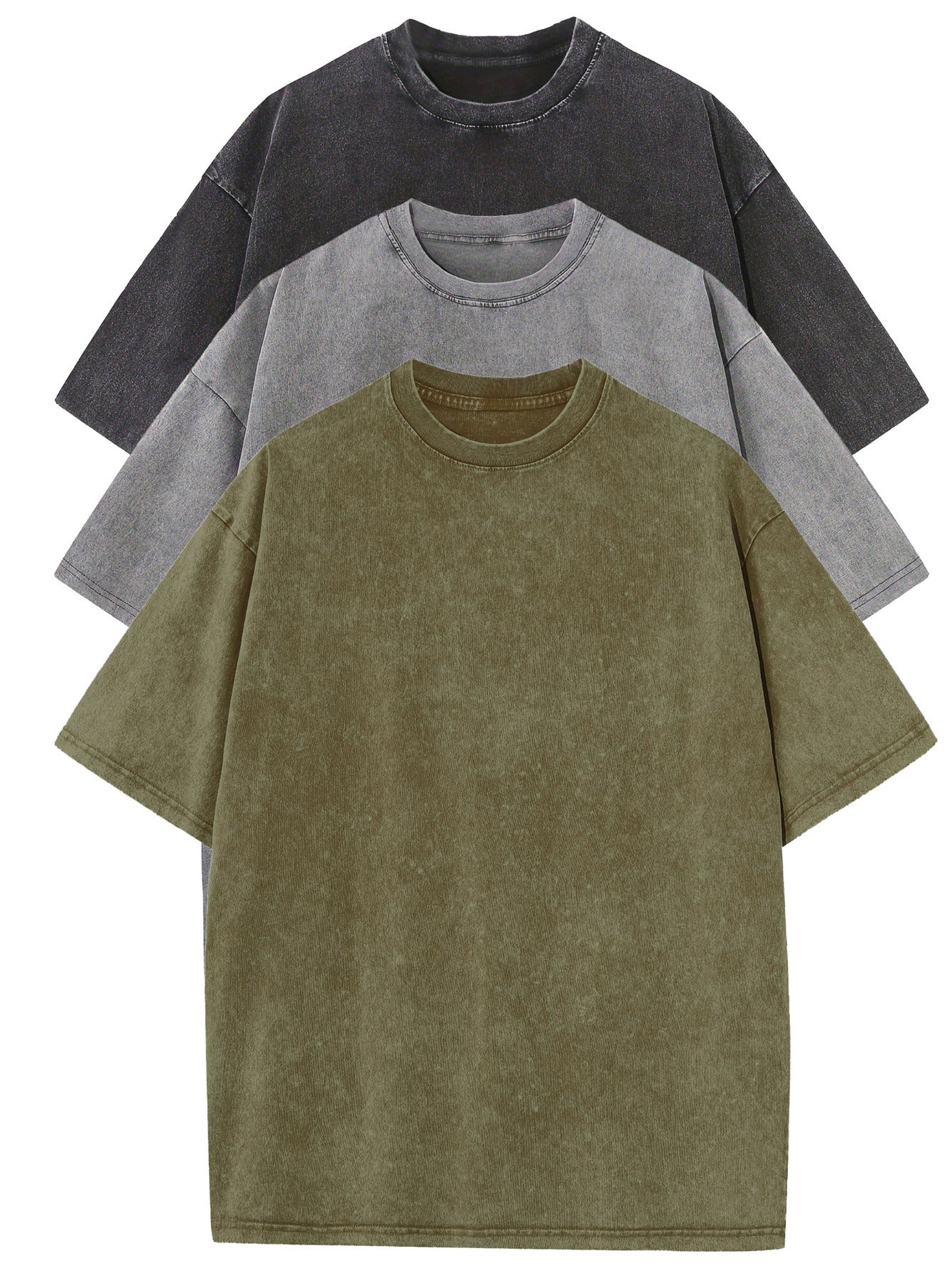 Conjunto de t-shirts de algodão casual de tamanho grande - 3 unidades