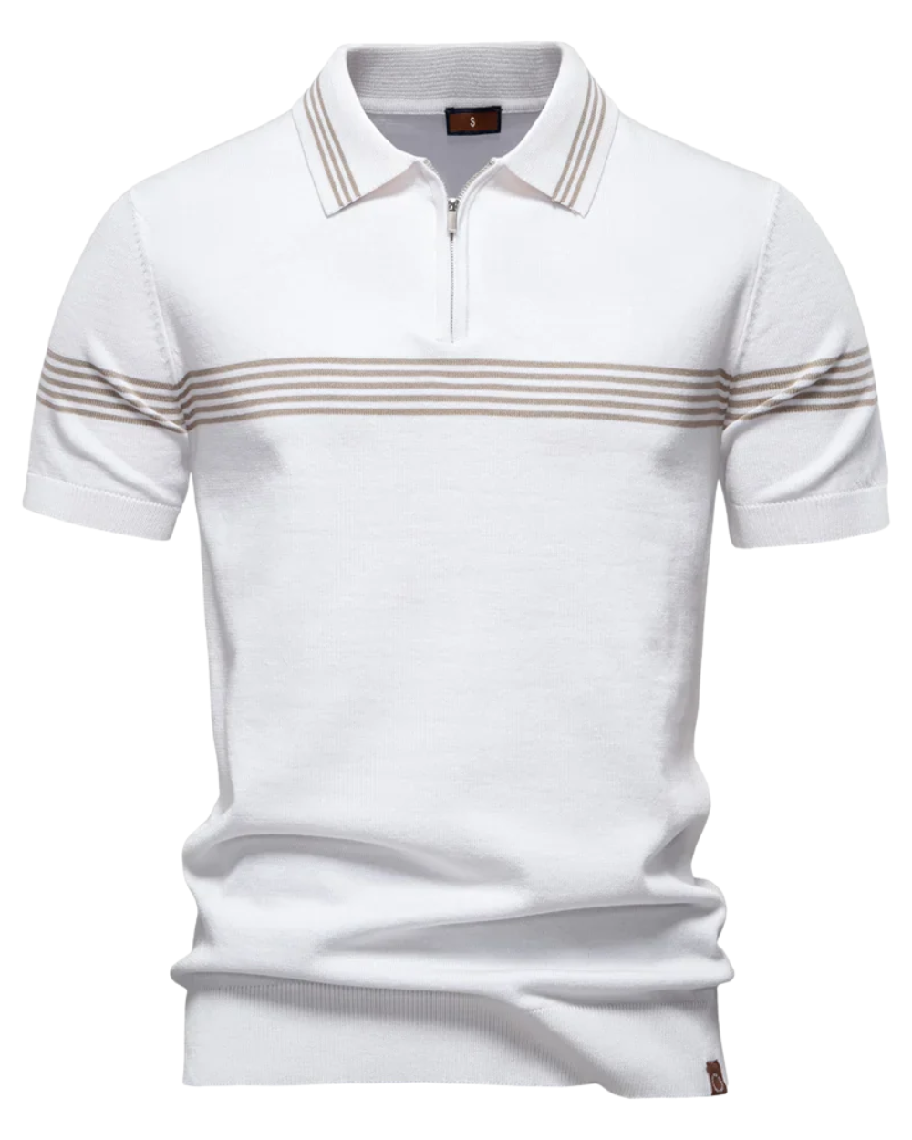 Camisa pólo com riscas