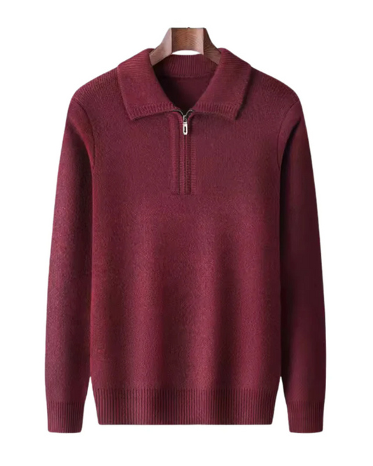 Camisola de caxemira com um quarto de fecho Gstaad
