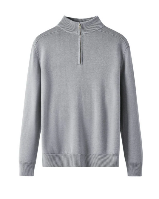 Camisola com fecho de correr em lã Merino Capri
