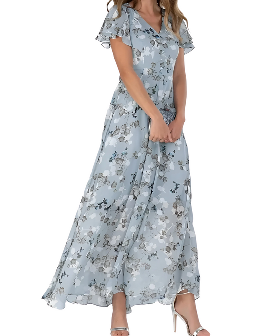 Vestido comprido elegante com estampado floral