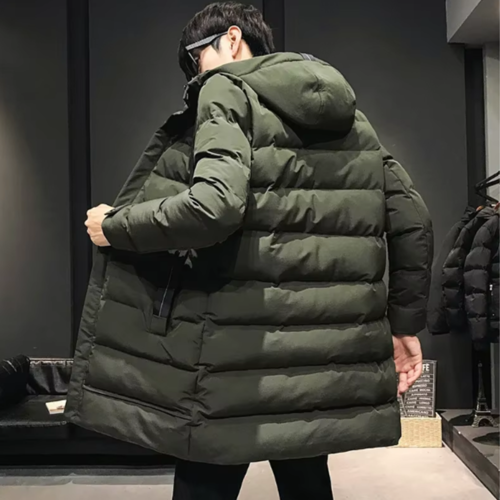 Casaco comprido de inverno para homem