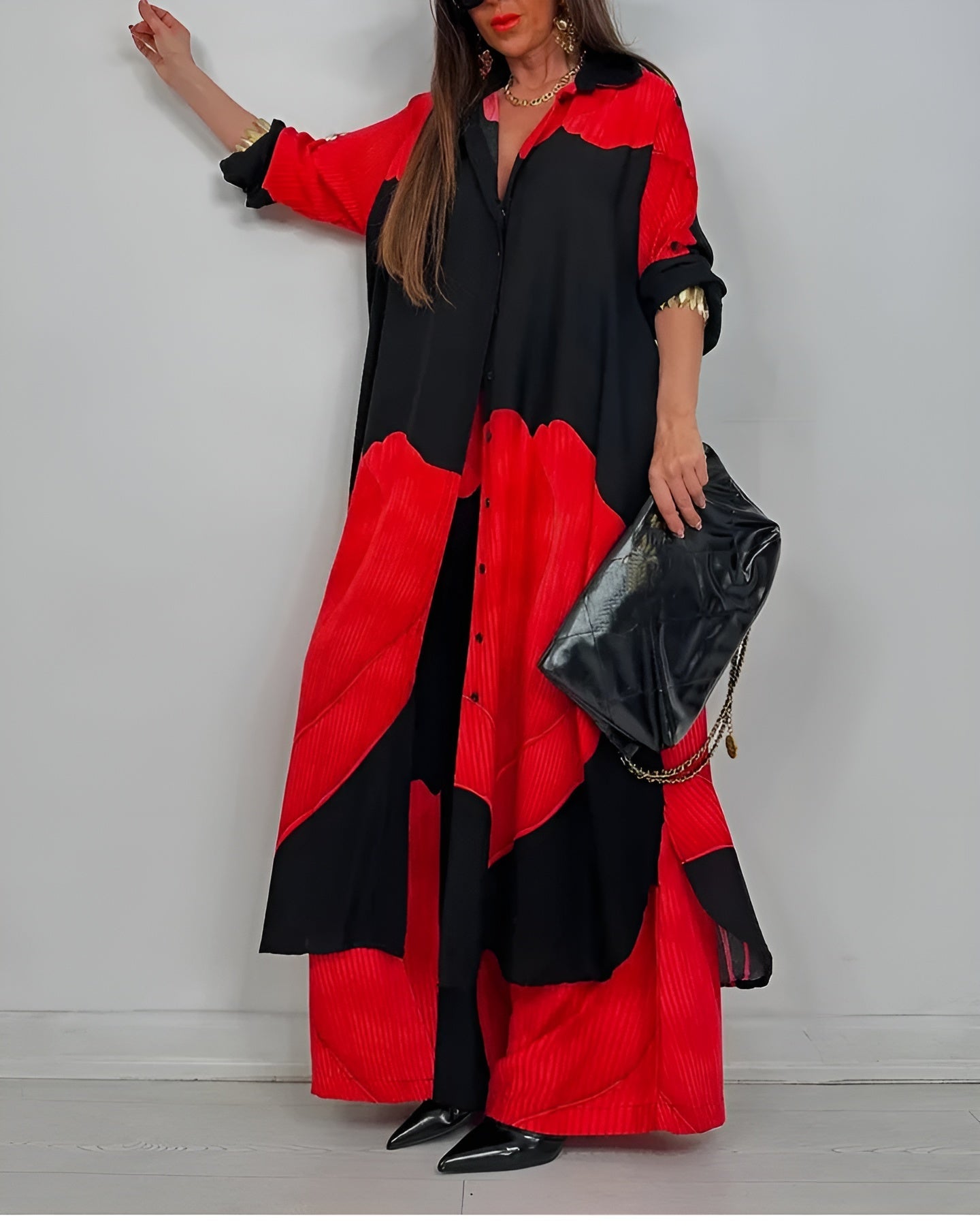 Conjunto elegante de duas peças para mulher