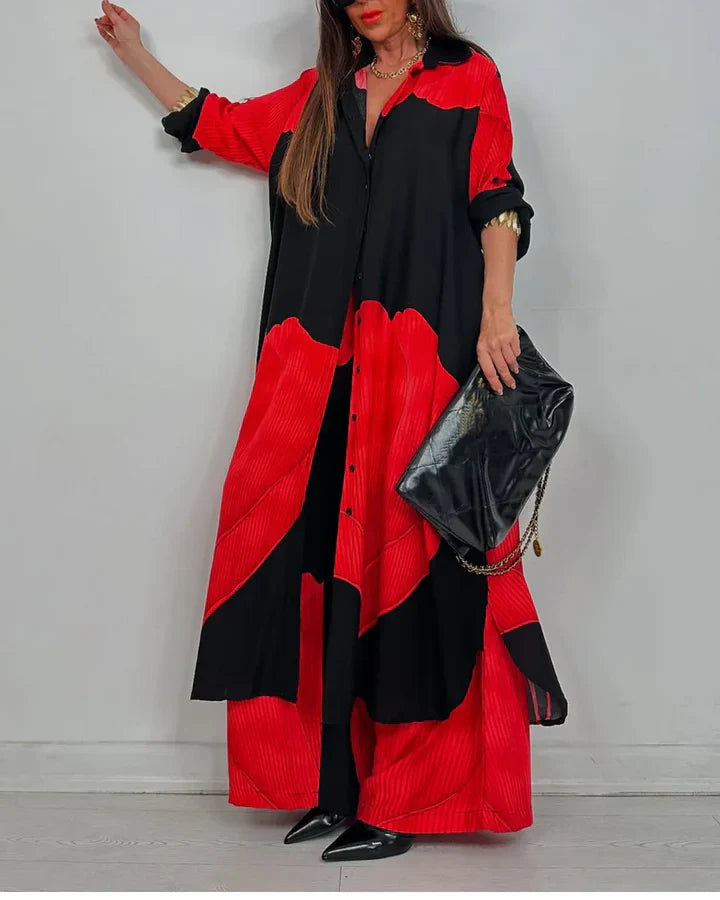Conjunto elegante de duas peças para mulher