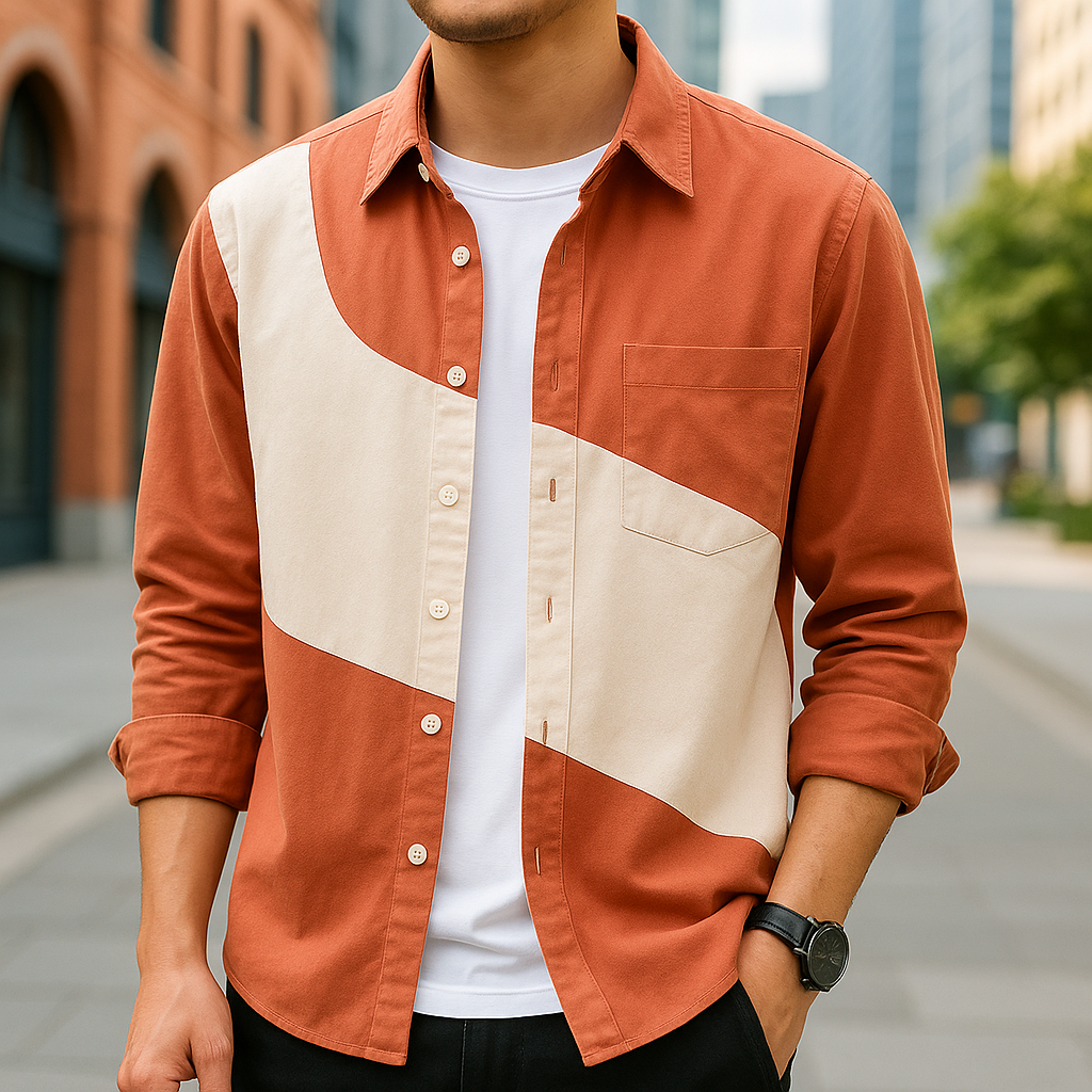 Camisa bicolor de algodão
