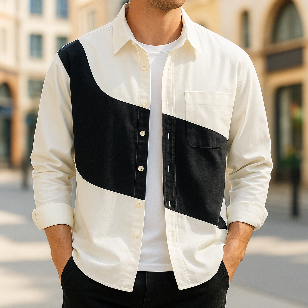 Camisa bicolor de algodão