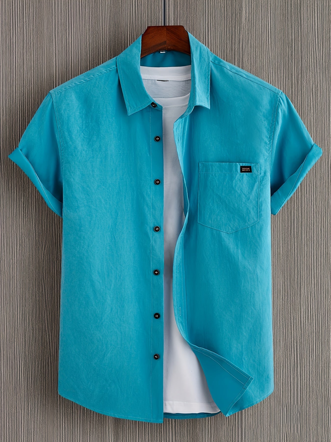 Camisa casual de algodão de manga curta