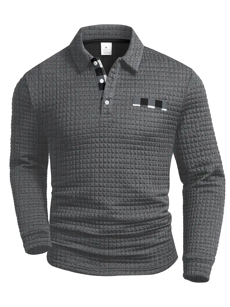 Camisola pólo com nervuras