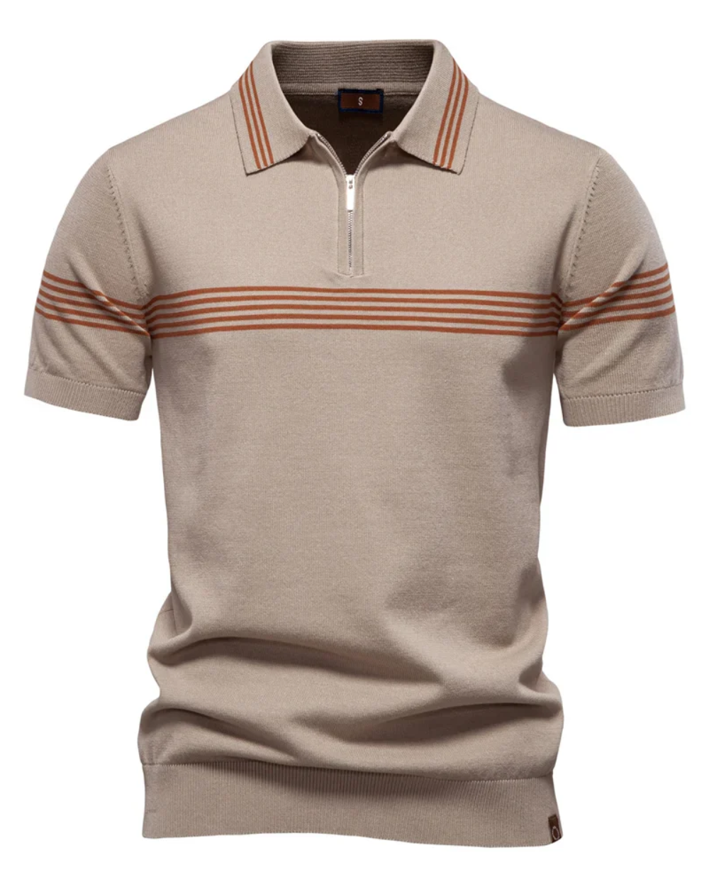 Camisa pólo com riscas