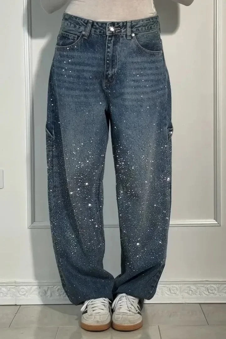 Calças de ganga elegantes com glamour