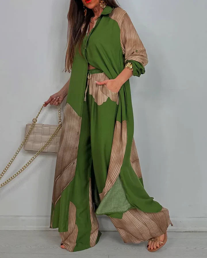 Conjunto elegante de duas peças para mulher