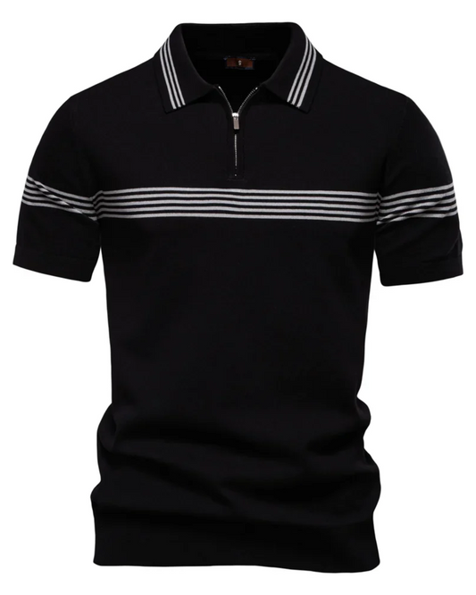 Camisa pólo com riscas