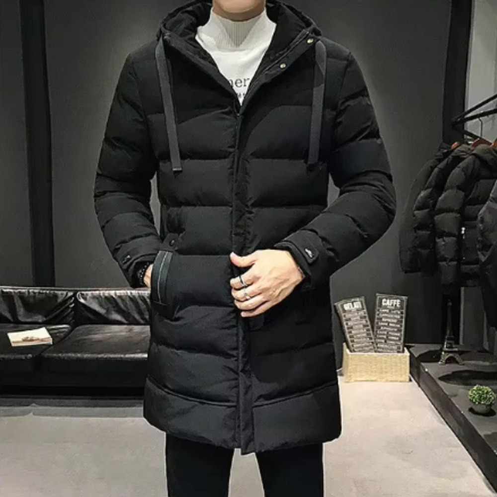 Casaco comprido de inverno para homem