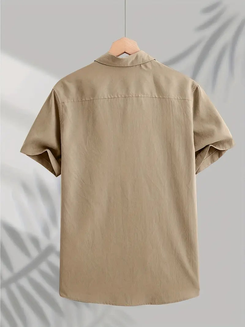 Camisa casual de algodão de manga curta
