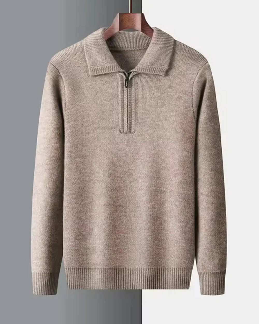 Camisola de caxemira com um quarto de fecho Gstaad