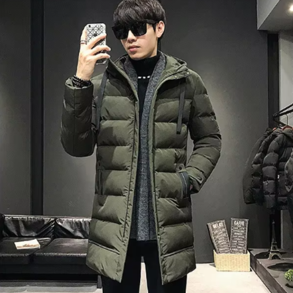 Casaco comprido de inverno para homem