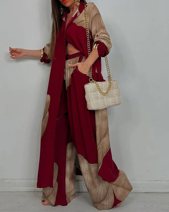 Conjunto elegante de duas peças para mulher