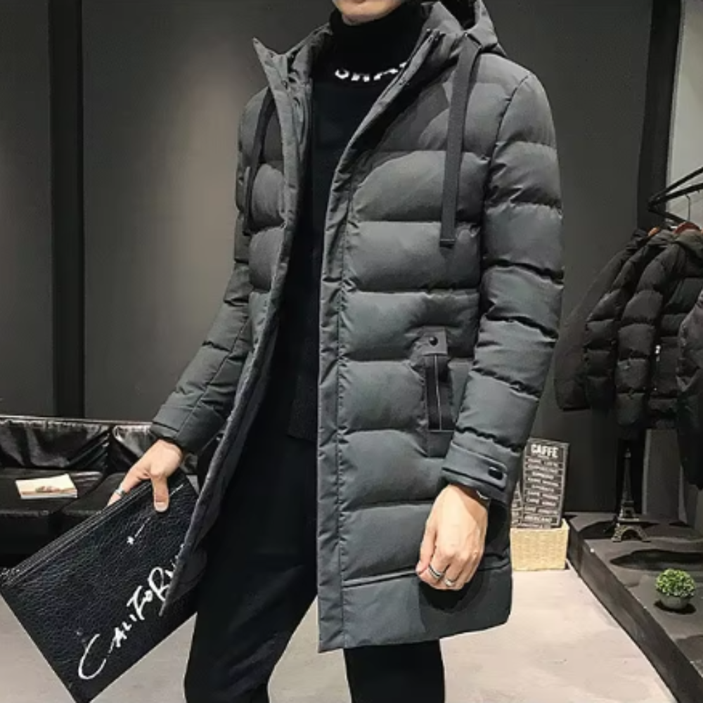 Casaco comprido de inverno para homem