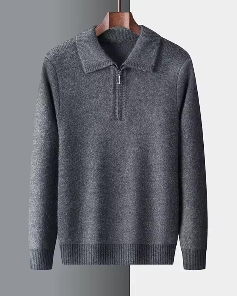Camisola de caxemira com um quarto de fecho Gstaad