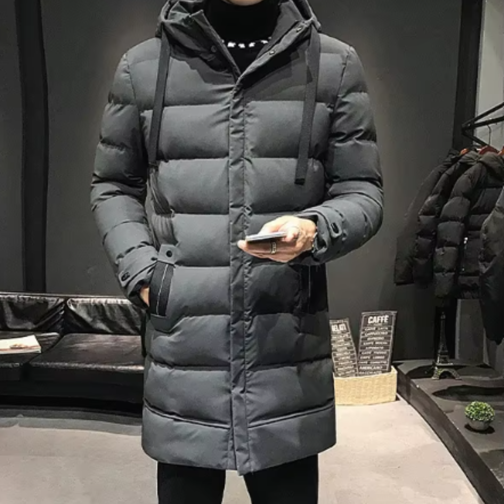 Casaco comprido de inverno para homem