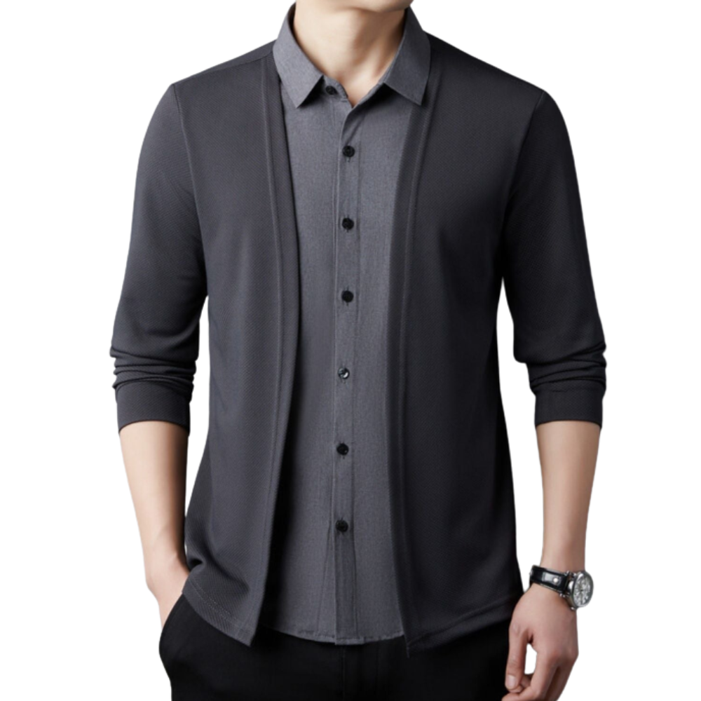 Camisa e casaco de malha 2 em 1
