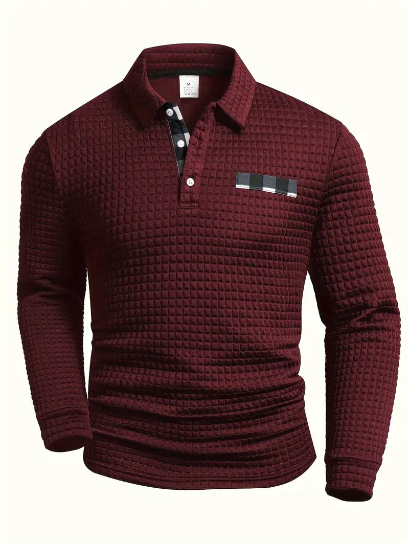 Camisola pólo com nervuras