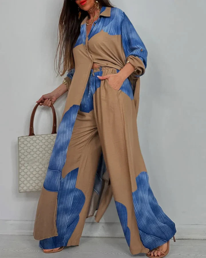 Conjunto elegante de duas peças para mulher