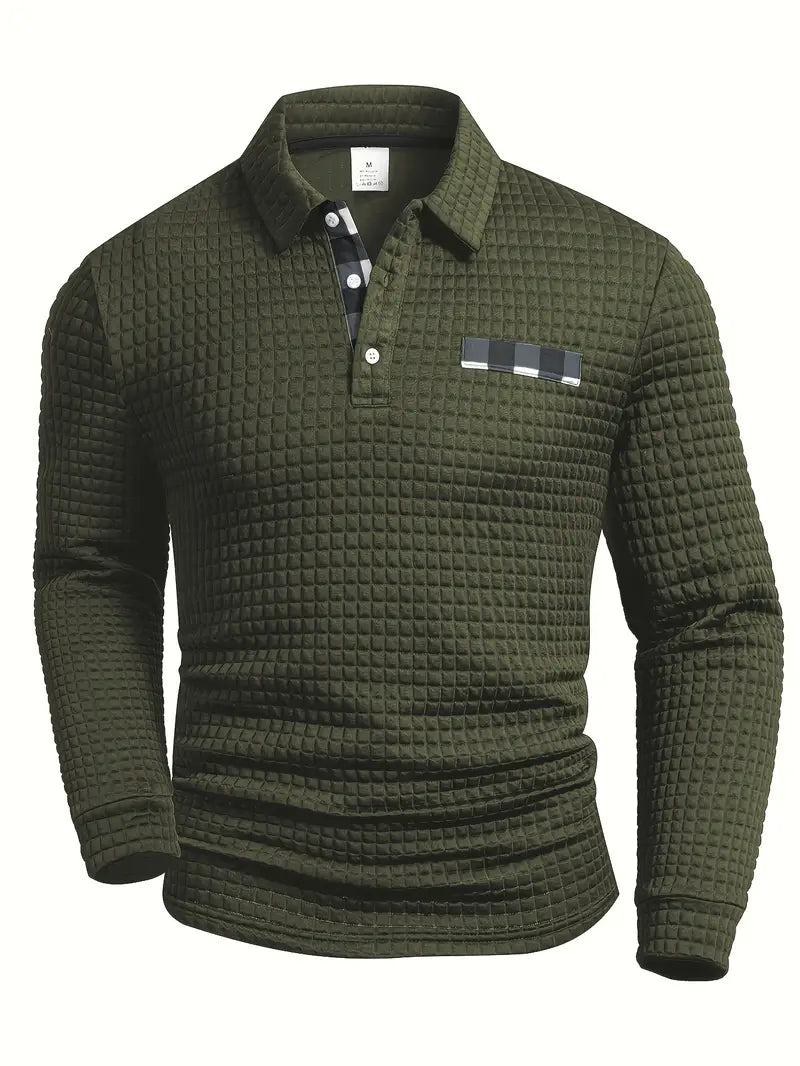 Camisola pólo com nervuras