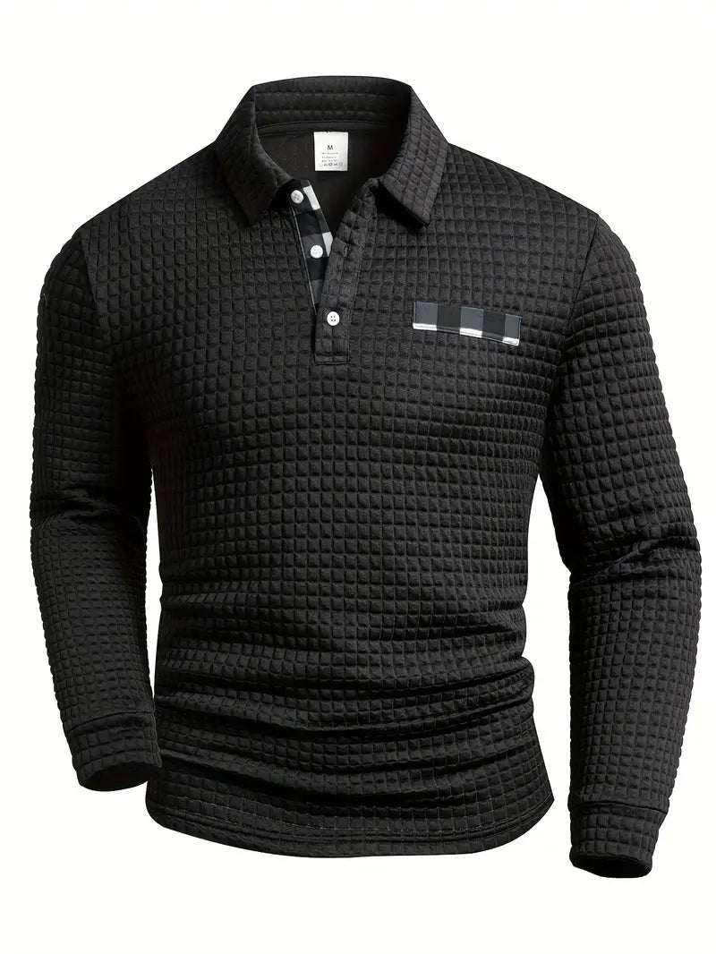 Camisola pólo com nervuras