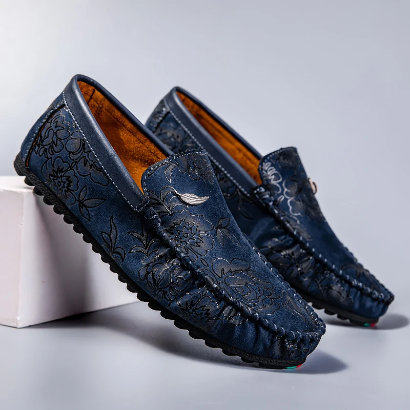 Mocassins em pele floral