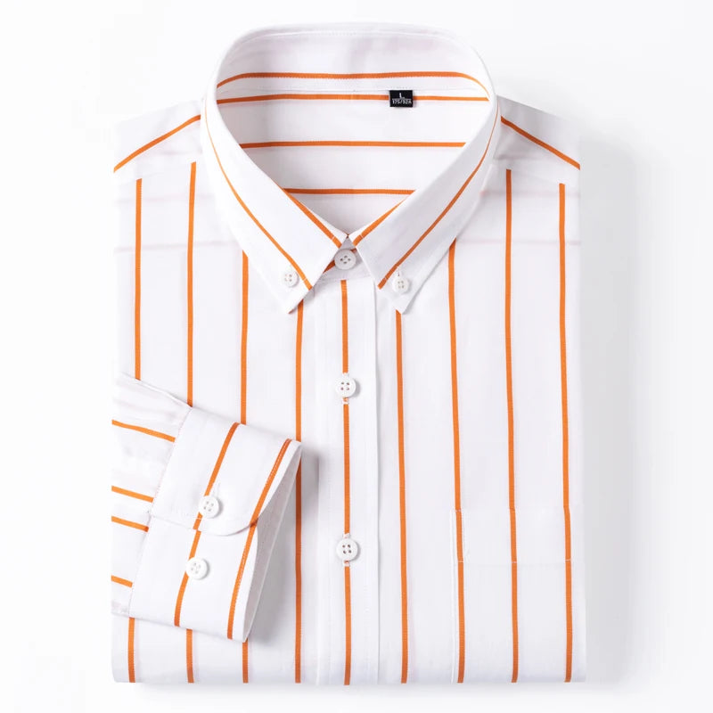 Camisa elegante de algodão às riscas
