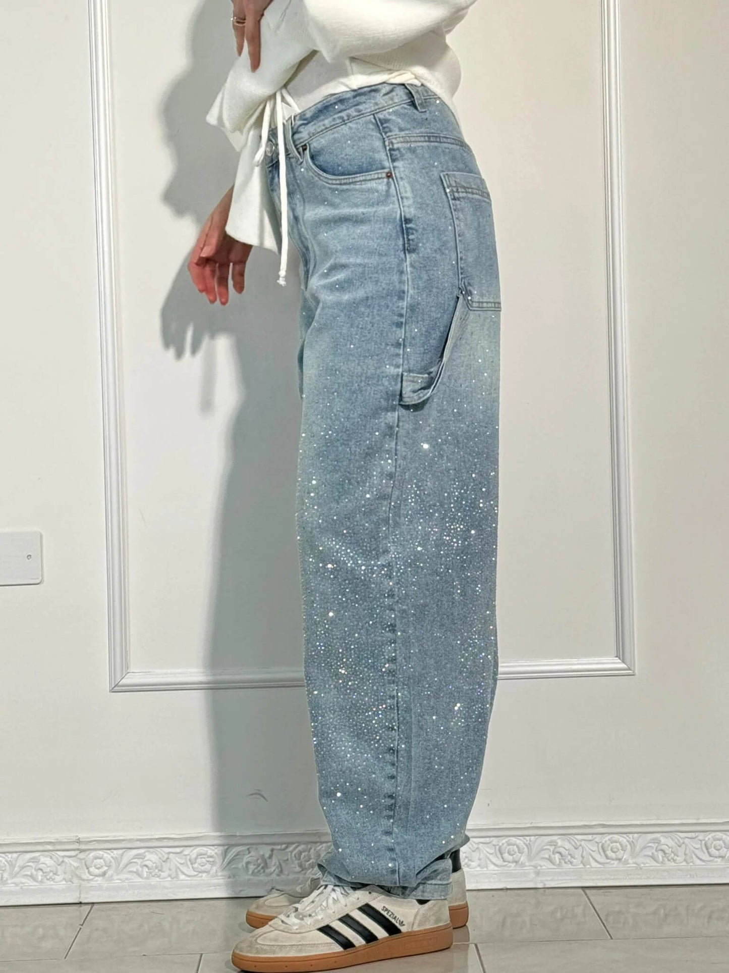 Calças de ganga elegantes com glamour