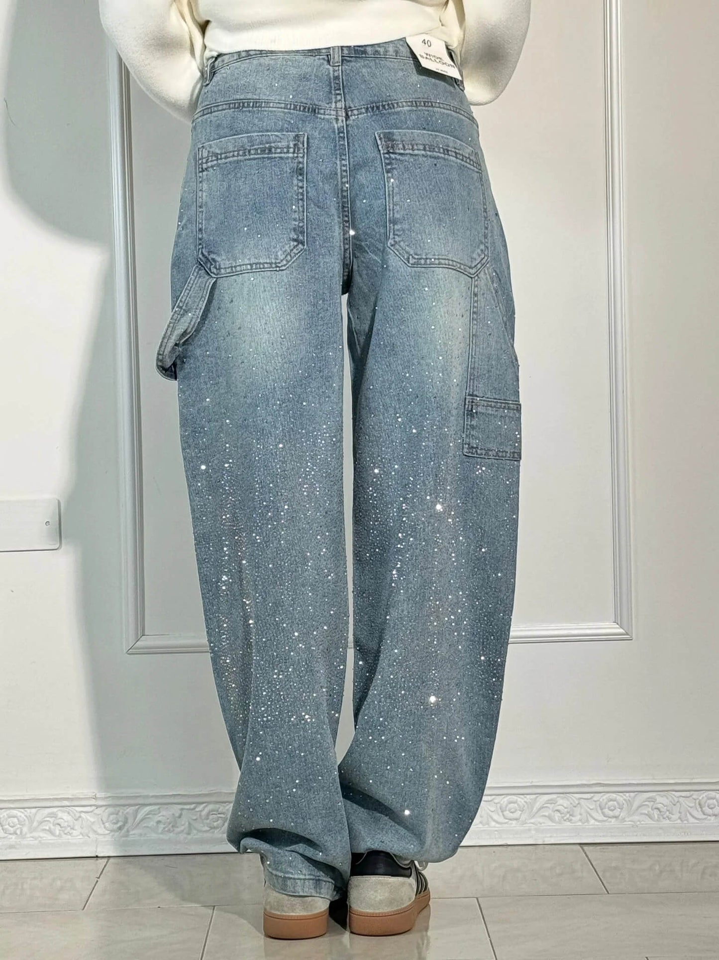 Calças de ganga elegantes com glamour