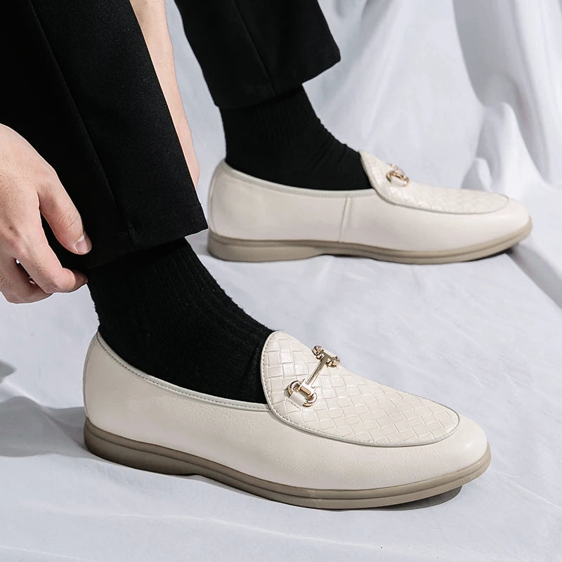 Mocassins de couro chique para homem