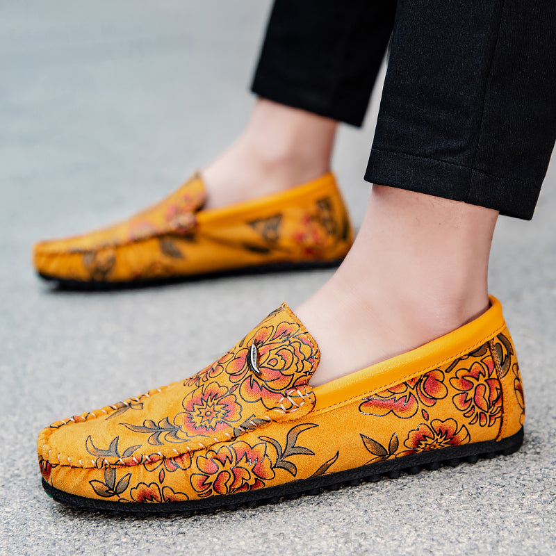 Mocassins em pele floral