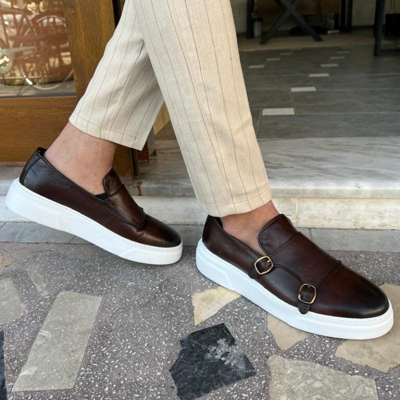 Mocassins de couro deslizantes