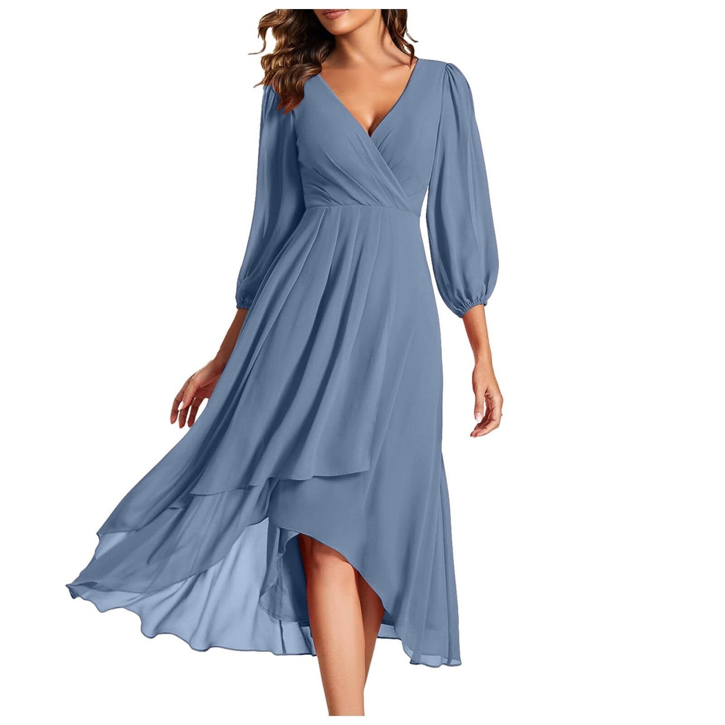 Vestido comprido chique com decote em V