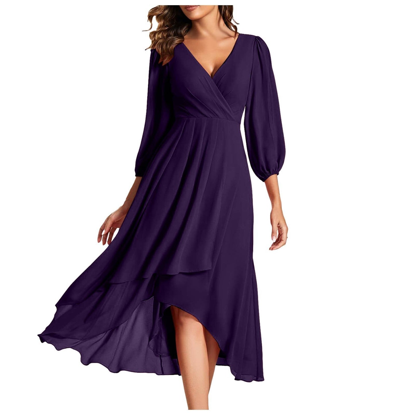 Vestido comprido chique com decote em V