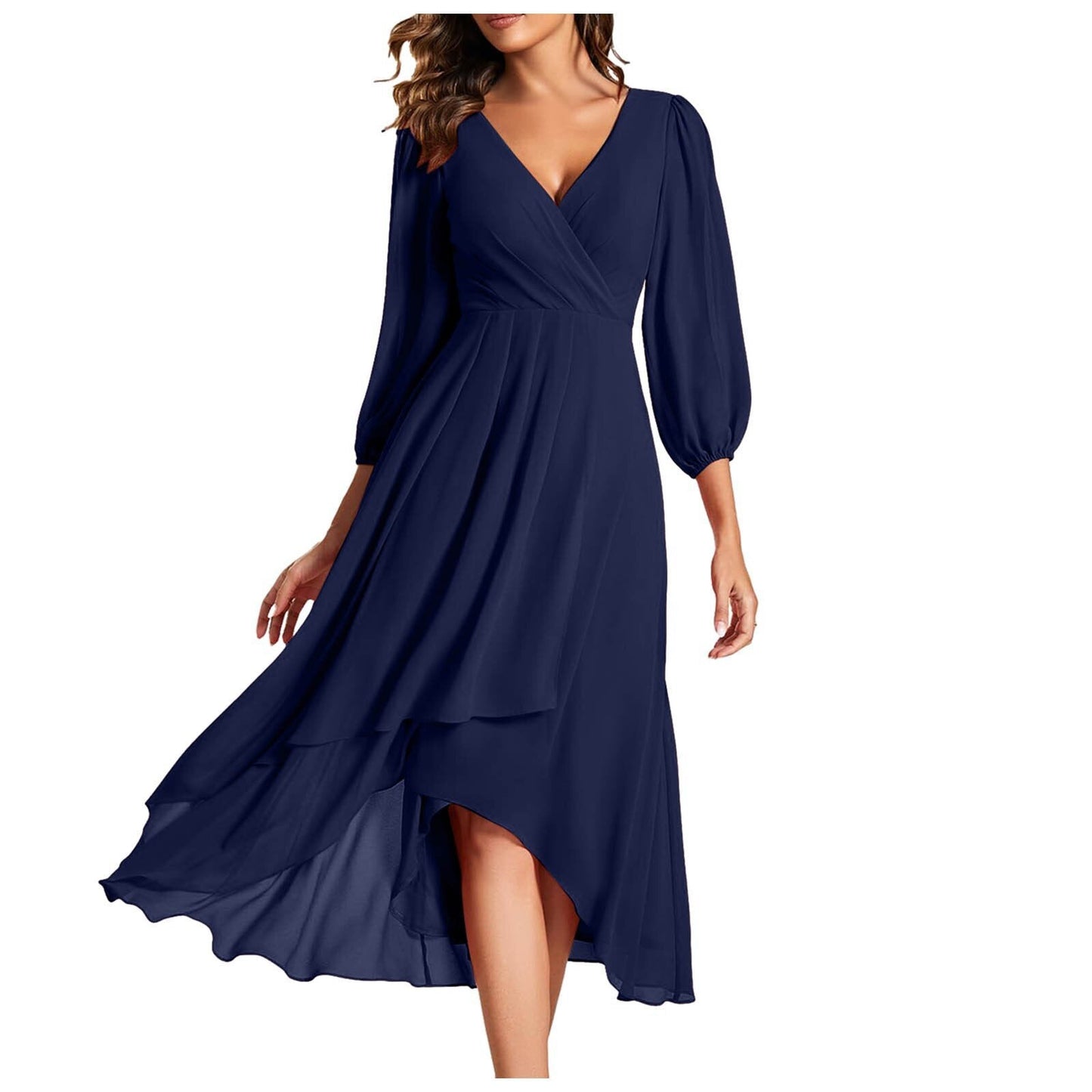 Vestido comprido chique com decote em V