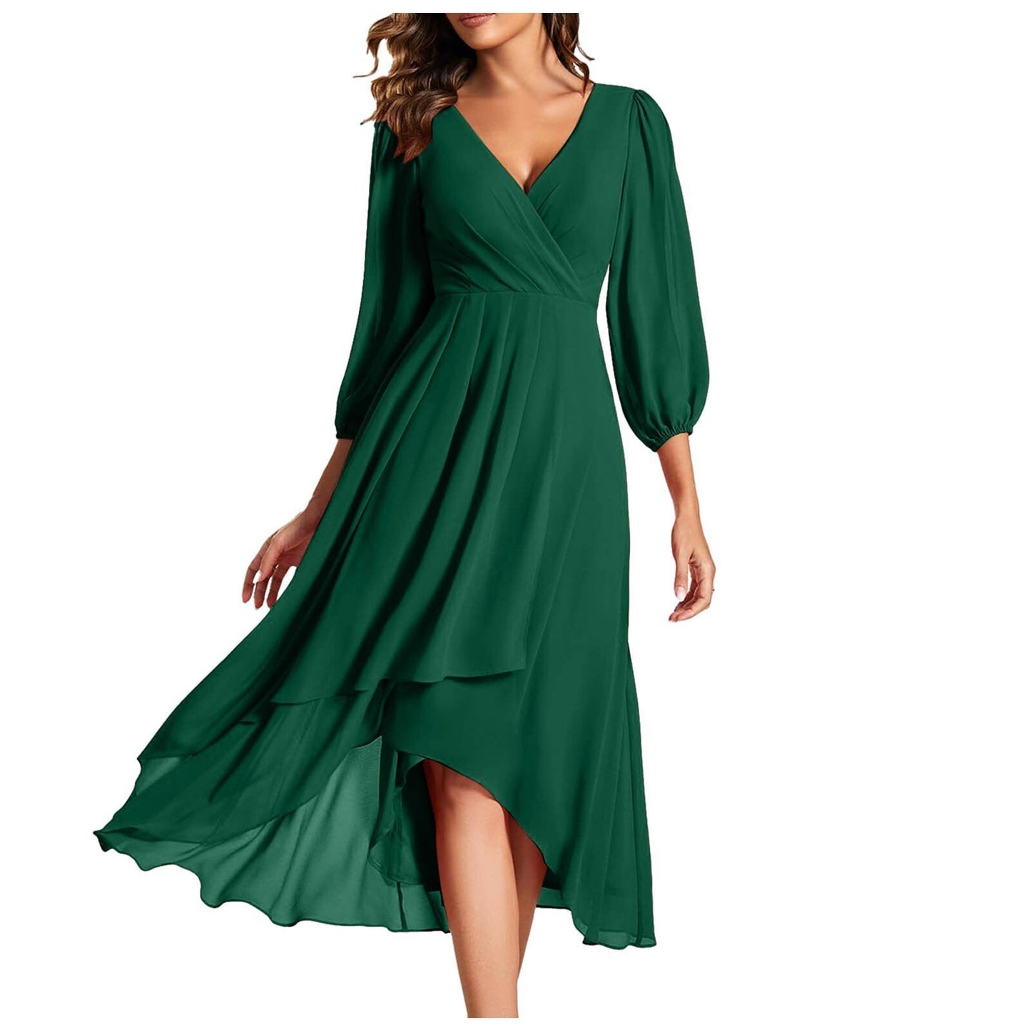 Vestido comprido chique com decote em V