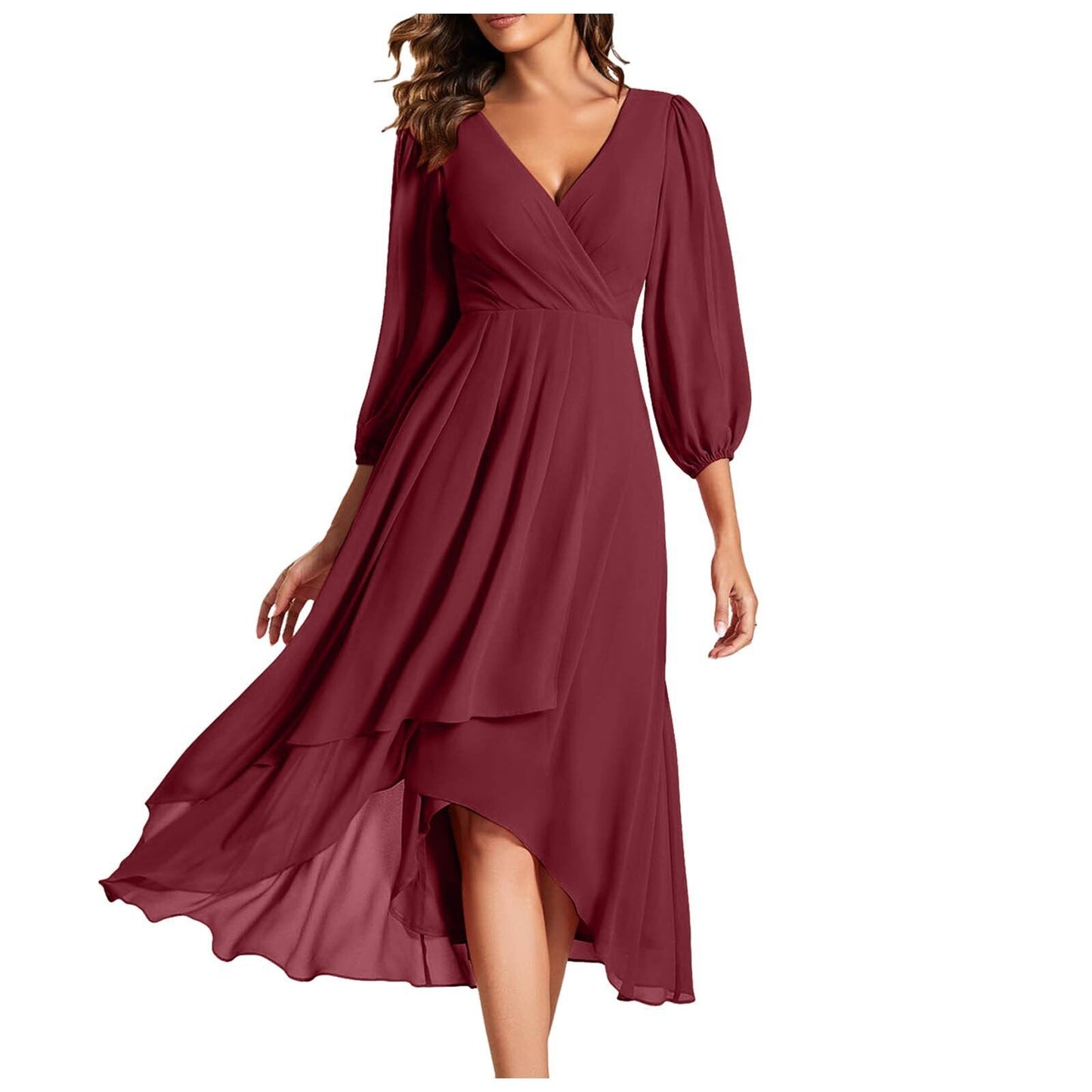 Vestido comprido chique com decote em V