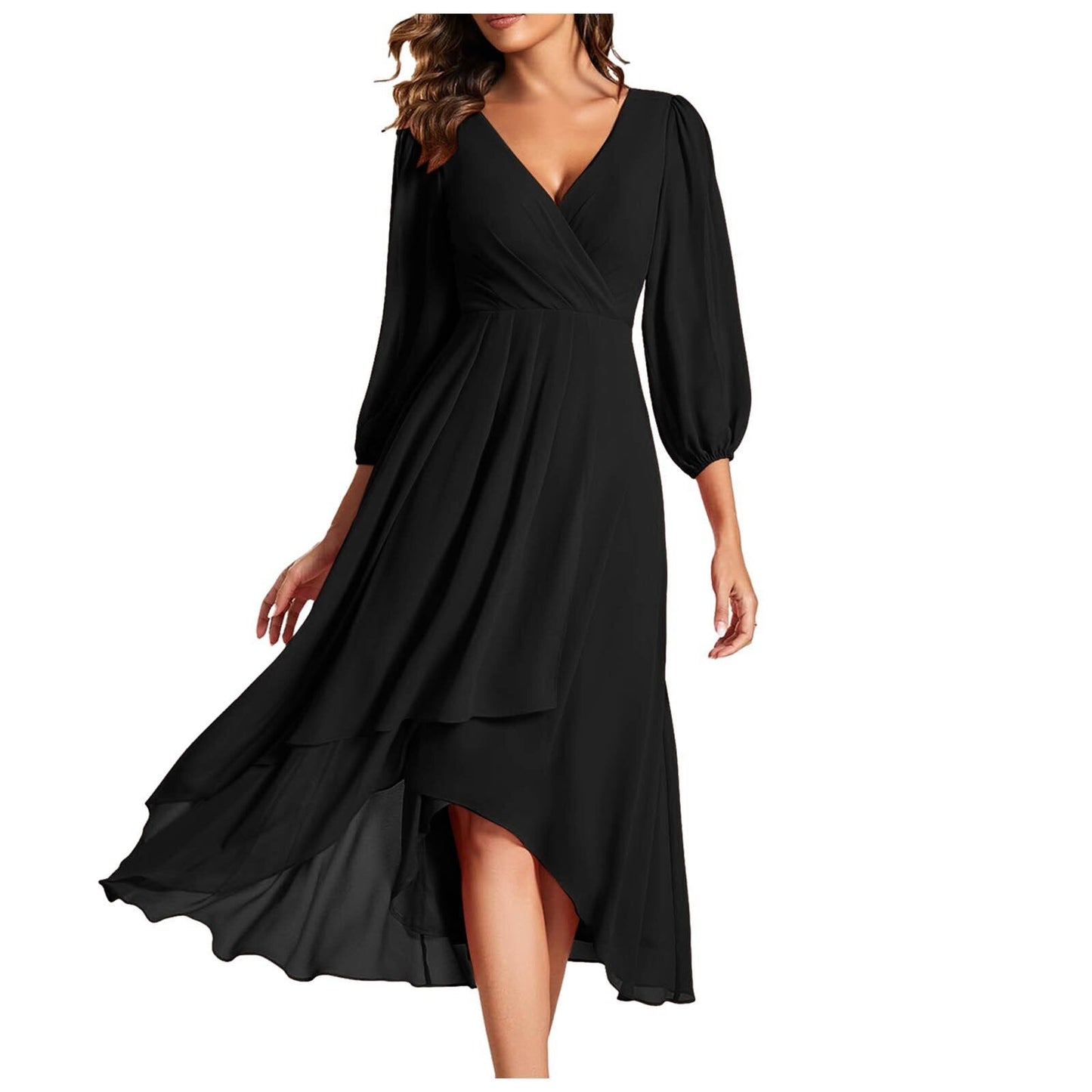 Vestido comprido chique com decote em V