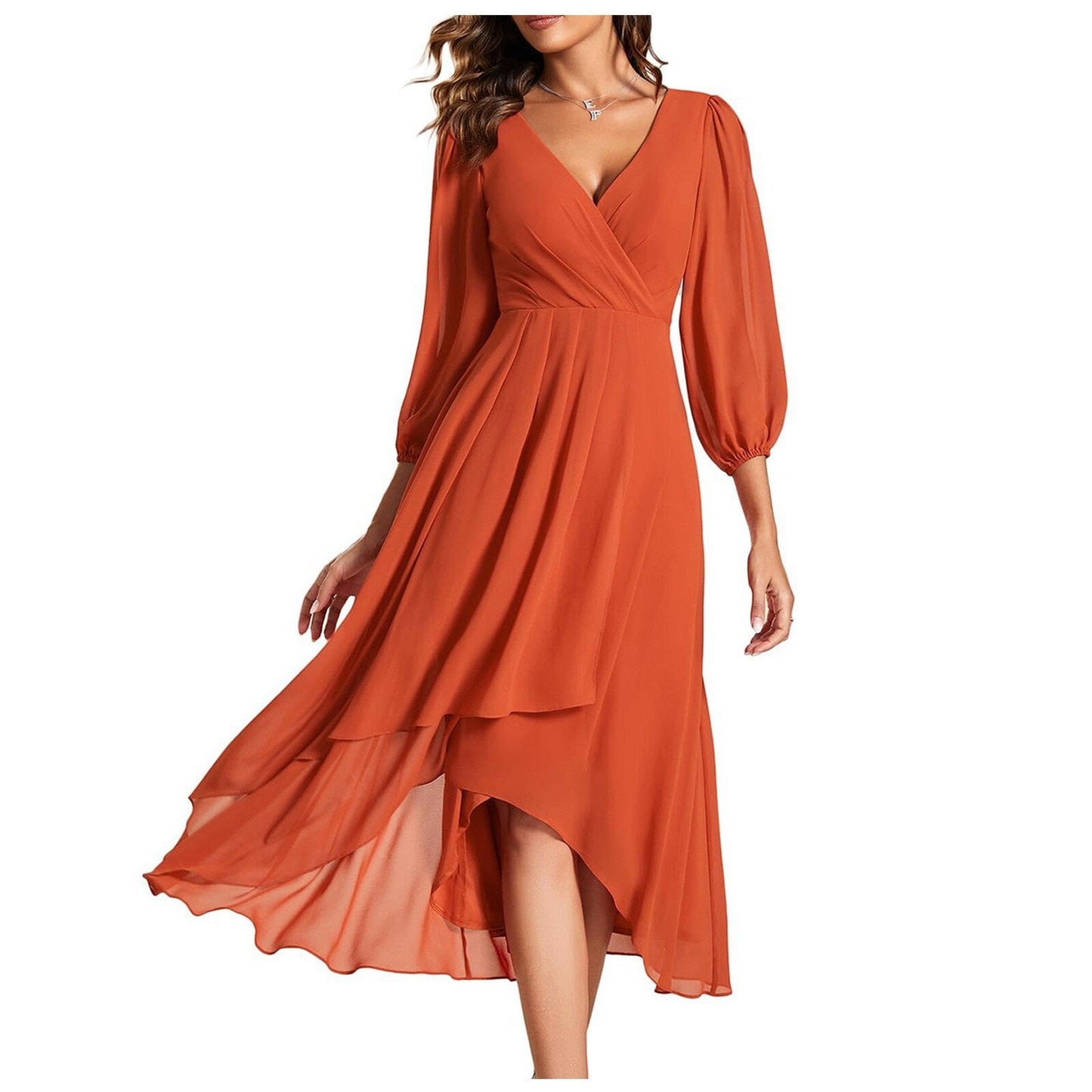 Vestido comprido chique com decote em V