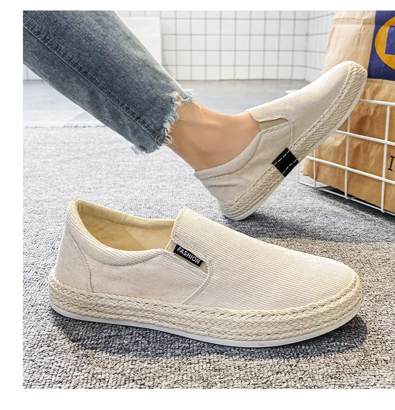 Sapatos de lona deslizantes e respiráveis