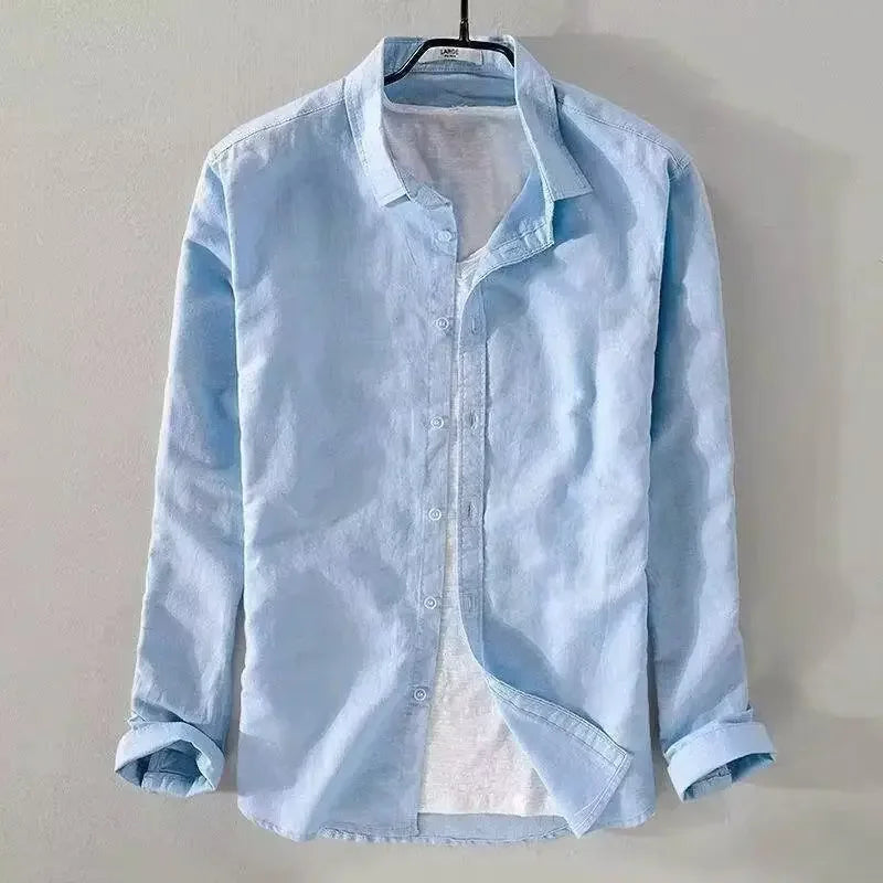 Camisa casual de algodão e linho