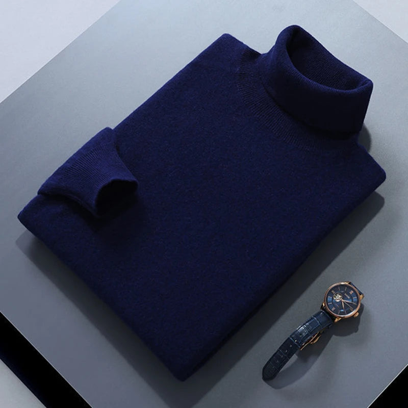 Elegante camisola de gola alta em algodão