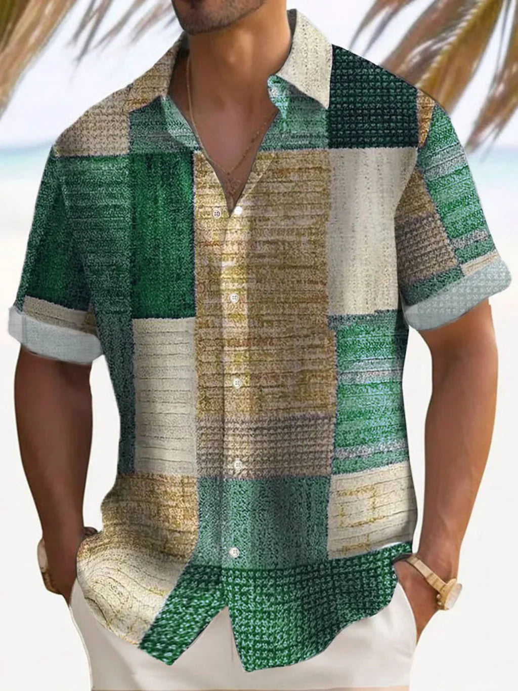 Camisa elegante em patchwork